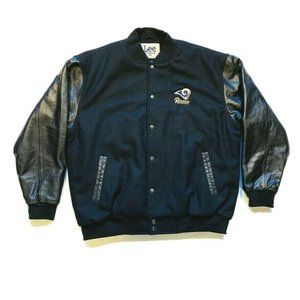 NEW Vintage Lee Sport Rams Wool Leather Bomber Varsity Jacket Insulated  Snap XL